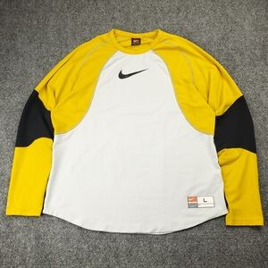 Vintage 90s Nike Team Training Shirt Mens Large Dri Fit Yellow Swoosh Yellow